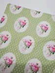 Tanya Whelan Fabric Lulu Roses Green Medallion Shabby Chic Sew Quilt One Yard. Fixed Price $18.90.