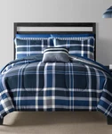 New Fairfield Square Blue Plaid Comforter Set King Wilson 12 Pc Sheets W/ Shams. Fixed Price $79.95.