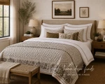 Queen Threshold Studio Mcgee Duvet Cover New- White & Camel. Fixed Price $58.00.