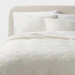 Full/queen Tufted Diamond Crinkle Comforter And Sham Set Ivory - Threshold. Fixed Price $27.99.