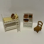 Calico Critters White Twin Bunk Bed Room Set Sylvanian Families Epoch Shelf Toy. Fixed Price $20.99.