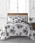 Sunham Hanna 12-PC. Reversible Floral Queen Comforter Set Black & White. Fixed Price $69.95.