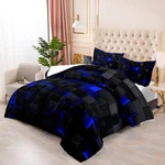 Geometric Blue Black Comforter Set,light Honeycomb 3 Piece Bedding Queen Siz. Fixed Price $95.99.