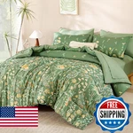 Yiran 7 Piece Sage Green Watercolour Floral Comforter Set King Size,. Fixed Price $69.06.