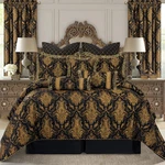 Luxury Black Damask Jacquard 9-PIECE Comforter Set Queen Bedroom. Fixed Price $491.99.