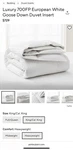 Pottery Barn Luxury 700FP European White Goose Down Duvet Insert King $729 Heavy. Fixed Price $599.00.