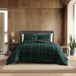 Eddie Bauer Woodland Tartan 2-PIECE Green Plaid Cotton Twin Duvet Cover Sham Set. Fixed Price $47.99.