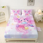 Qoomo Kawaii Axolotl Bedding For Boys And Girls Pink Heart Super Soft Kids Be.... Fixed Price $73.87.