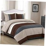 Wpm 3 Piece Brown Beige Comforter Modern Design Set. Multicolor King. Fixed Price $84.02.
