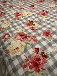 Martha Stewart Comforter Full Queen Floral Plaid Reversible Red Yellow Roses. Fixed Price $75.00.