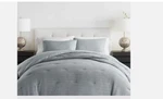 Ienjoy Home Waffle Textured 3-PIECE Comforter Set, Full/queen Light Blue. Fixed Price $59.00.