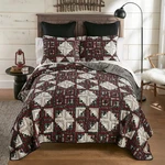 Donna Sharp Log Cabin Star Country Cottage Rustic King 3 Pc Quilted Bedding Set. Fixed Price $168.00.