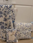 6 Piece Bed Sheet Set For Full Sized Blue Toile Nwt W/ Plush Throw & Pillow. Fixed Price $95.00.