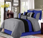 Chezmoi Collection Loft 8-PIECE Queen Comforter Set, Gray/blue/black Luxury S.... Fixed Price $92.26.