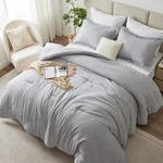Cozylux King Size Comforter Set - 3 Pieces Grey Soft Luxury Cationic Dyeing. Fixed Price $49.89.