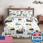 Wecozy Twin Size Comforter Set Pillowcase Boho Wood Construction Truck Tractor. Fixed Price $55.10.