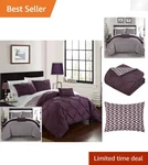 4 Piece Reversible Comforter Set - Pinch Pleat Ruffle & Chevron Design, Full/.... Fixed Price $43.69.