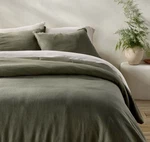 Full/queen Heavyweight Linen Blend Comforter And Sham Set Olive Green - Casaluna. Fixed Price $105.00.