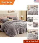 Luxurious Grey Faux Fur Comforter & Sham Set - King/cal All Season. Fixed Price $129.19.