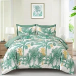 Aqua Botanical Queen Comforter Set, 7-PIECE Tropical Palm Bedding. Fixed Price $58.99.
