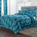 Victoria 12-PIECE Comforter Bed Set Teal King Size Fitted Flat Sheet Shams. Fixed Price $85.79.