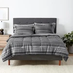 Full/queen Comforter Set With Sheets, 7-PIECE Gray Calvin Stripe Bedding, Lightw. Fixed Price $60.99.