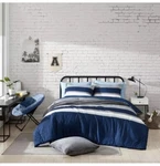Nautica Heathered Block Microfiber Gray Blue Striped Full Queen Comforter Set. Fixed Price $75.19.