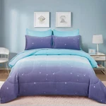 Dinjoy Girls 7-PIECE Ombre Blue Purple Rainbow Queen Comforter Bedding Set. Fixed Price $98.54.