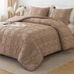 Andency Taupe Tufted Comforter Set Twin, 2PC Boho & 1 Pillowcase. Fixed Price $74.12.