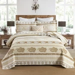 Ajocci Quilt Bedding Set Queen Size Cotton Comforters Brown Taupe Farmhouse. Fixed Price $95.00.