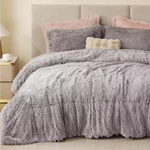Leena 3-PIECED Grey Polyester King/california Shaggy Long Fur Comforter Set. Fixed Price $106.41.