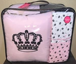 Juicy Couture Black/pink Reversible 8PC Queen Set Comforter,shams,sheets,pillow. Fixed Price $119.99.