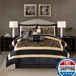 Stratford Park Elegant Leaves 7-PIECE Comforter Bedding Set Bronze King Size. Fixed Price $193.09.