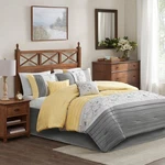 Belle Yellow Gray Striped 7-PIECE King Comforter Bed Set. Fixed Price $173.48.