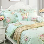 Light Robin Egg Blue Duvet Cover Sets Floral Girls Bedding 100% Cotton Ru.... Fixed Price $118.24.
