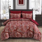 Djy Red Paisley Comforter Set King Size 7 Piece Microfiber Bedding Boho Reversib. Fixed Price $81.52.