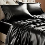 Satin Sheets Queen Size Soft Silk Feel Bedding 4PC Set Luxury Linen Black. Fixed Price $35.99.
