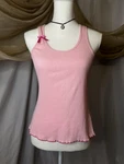 Johnson Pink Betseyville Bow Tank Top Ribbed Barbiecore Dainty Women's. Fixed Price $26.99.