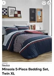 Nautica Bedding Set 5PC Navy Blue Striped Cotton Twin/twin Xl Comforter. Fixed Price $100.00.