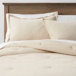 Threshold Velvet Comforter Set Cotton Finish Oeko-tex, Khaki, King. Fixed Price $47.99.