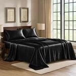 Pure Bedding Satin Sheets Queen 4-PIECE Black Hotel Luxury Silky. Fixed Price $36.84.