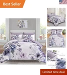 Luxudecor King Size 7-PIECE Floral Comforter Set Elegant Purple Bedding. Fixed Price $113.97.
