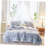 Joyreap 3-PIECE Plush Shaggy Comforter Set, King (100"X88") Gray White. Fixed Price $54.99.