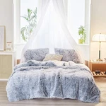 Joyreap 3-PIECE Plush Shaggy Comforter Set, King (100X88), Gray White. Fixed Price $50.05.
