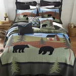 Donna Sharp Bear Lake Family Country Cabin Cotton King 3 Pc Quilted Bedding Set. Fixed Price $598.00.