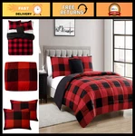 Cozy Buffalo Check Comforter Set - 4 Piece King, Reversible Down Alternative, So. Fixed Price $76.99.