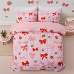 Strawberry Bow Bedding Set: Twin Size Bed-in-a-bag For Sweet Dreams!. Fixed Price $68.44.