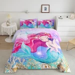 Kids Cute Mermaid Comforter Set Twin Size Girls Rainbow Purple Ta.... Fixed Price $46.63.