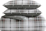 Eddie Bauer - Comforter Set, Reversible Queen, Alder Plaid Grey/red. Fixed Price $110.23.