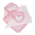 Emily Rose 18 Doll Bedding Set 5PC Reversible Pink Heart Design With Ruffled. Fixed Price $34.57.